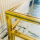 Coffee table with 2 brass and glass tops signed Pierre Vandel Paris, circa 70s.