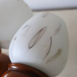 Pair of beech and opaline wall lamps, vintage