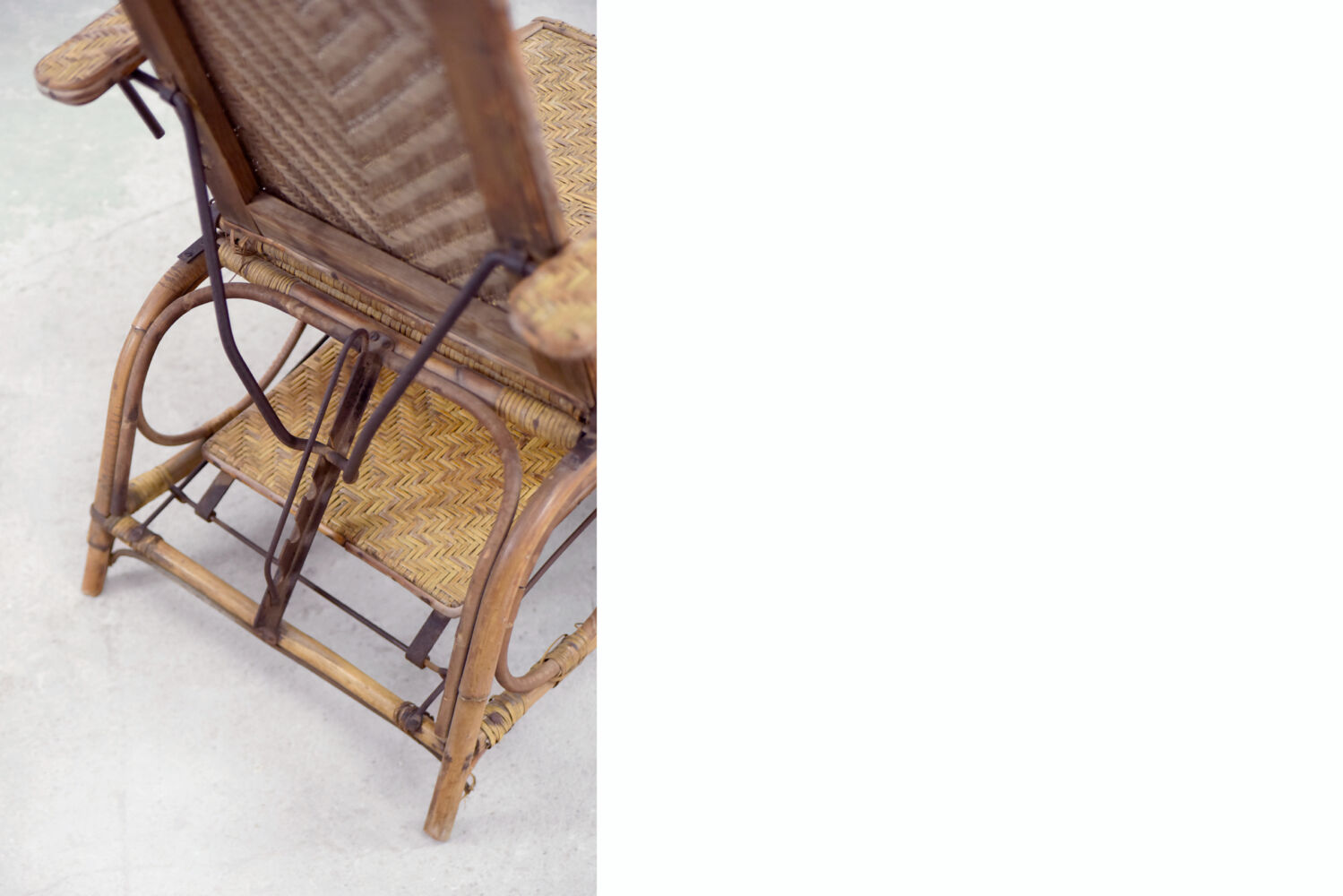 Bauhaus rattan armchair with ottoman by Erich Dieckmann, 1930s