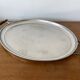 Ancien plateau de service jean couzon métal inox + anses bois vintage #c