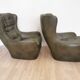 Dark green vintage leather armchair: 1970s Scandinavian style