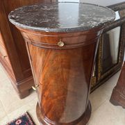 Rare Somno with drawer, Empire period Cuban mahogany and superb grooved marble.