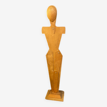 Silhouette en bois sur socle type mannequin jambe et tete articulees