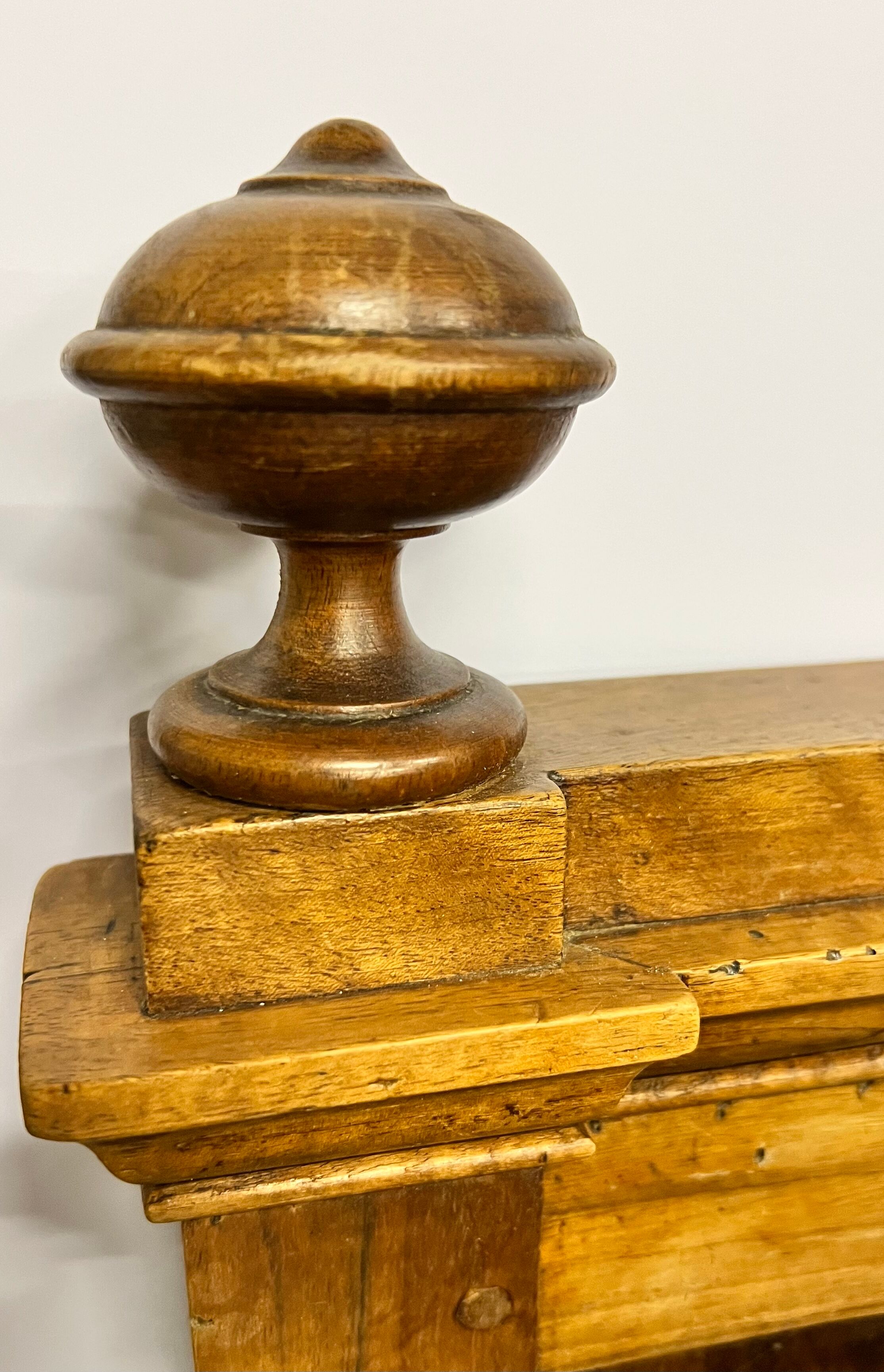Old children's bed with retractable walnut bars