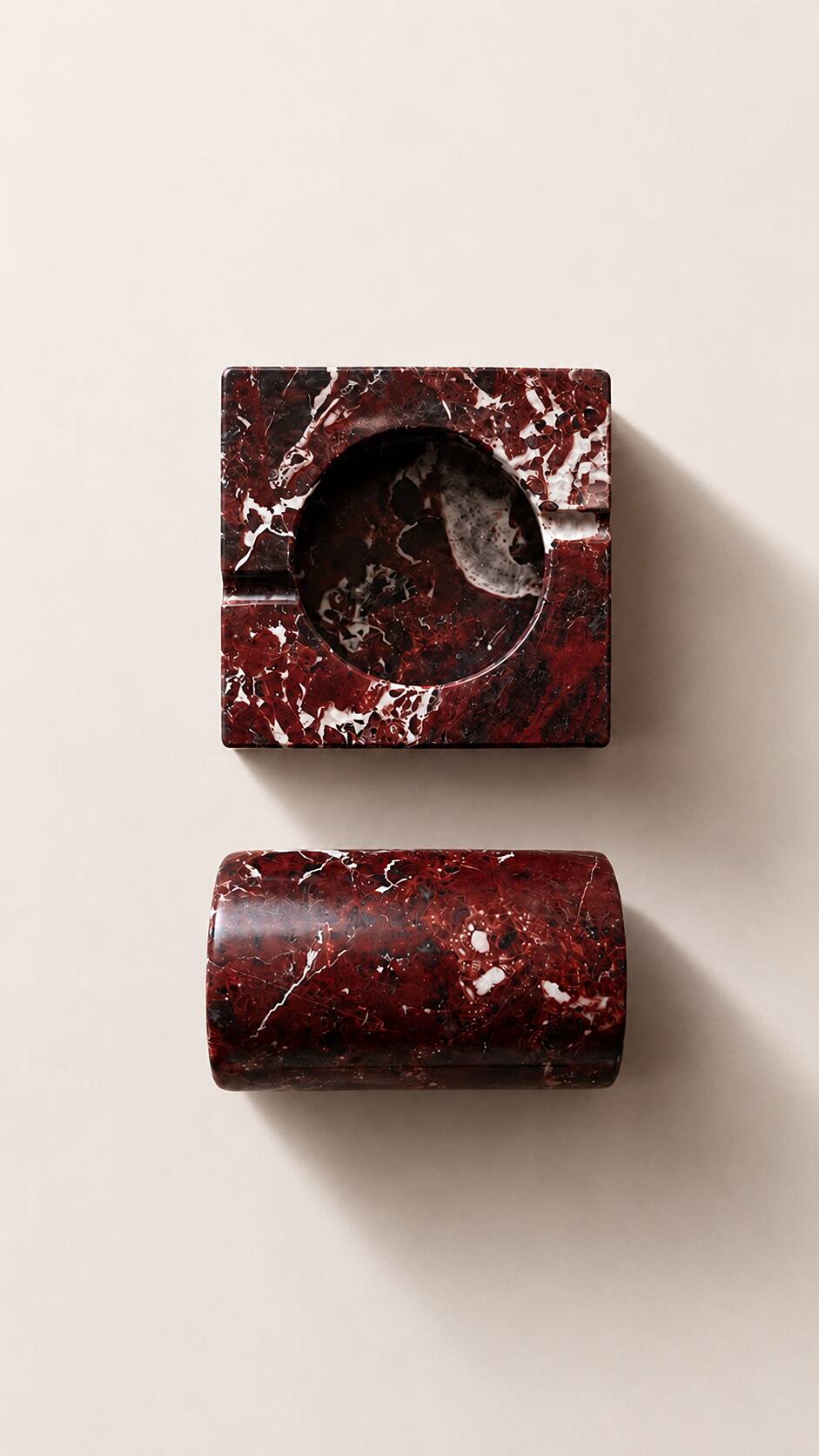 Brutalist marble ashtray and cigar holder.