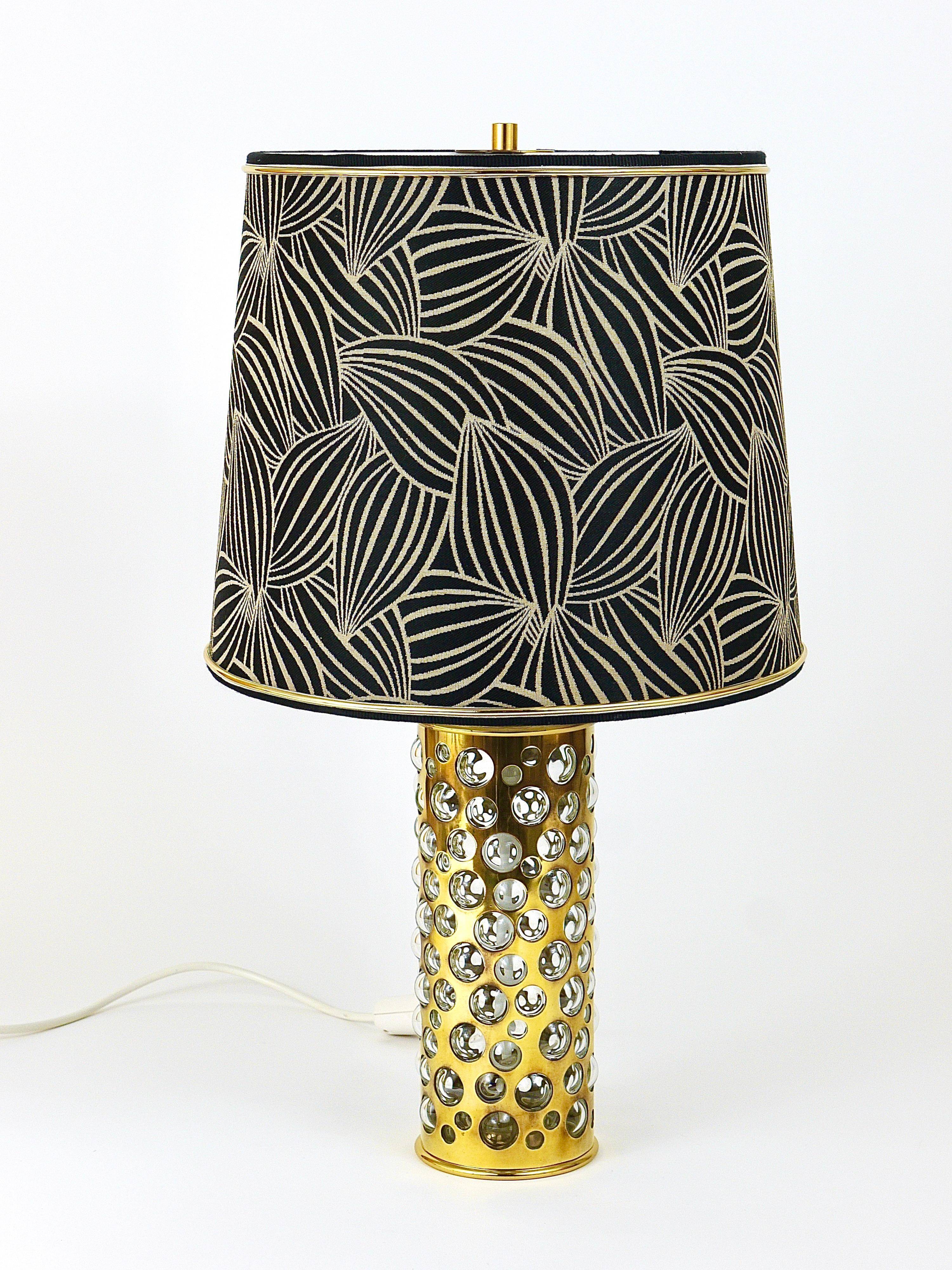 Rupert table lamp by Nikoll mid-century in brass tube and bubble glass, Austria, 1950s.