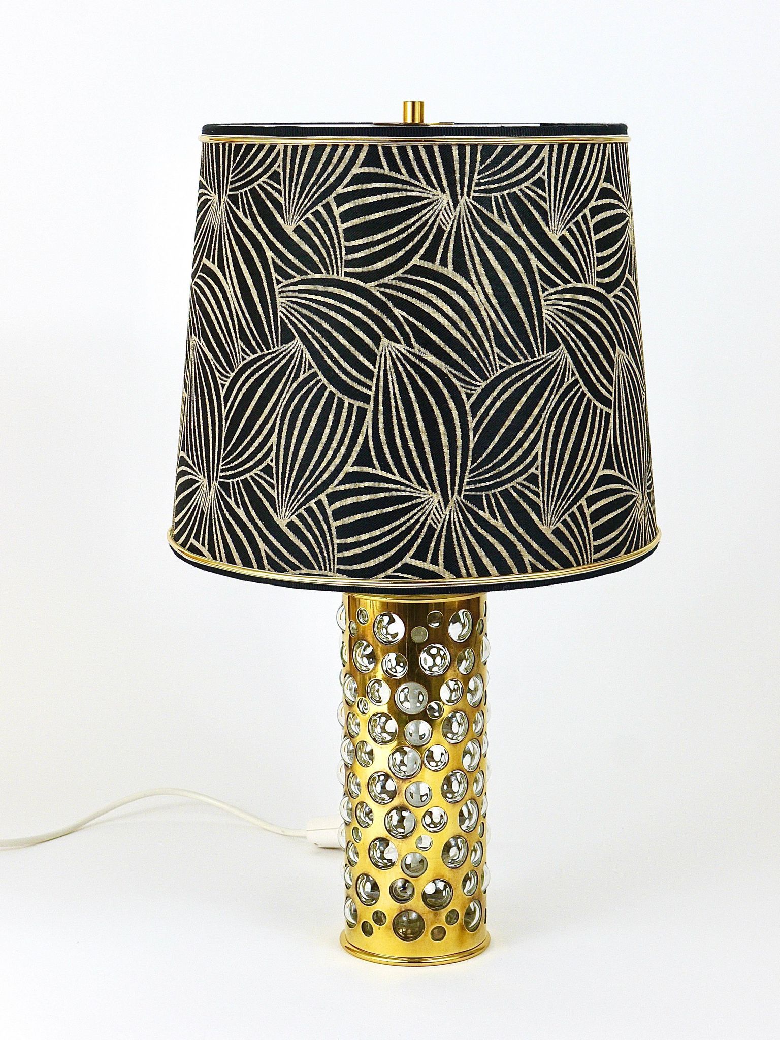 Rupert table lamp by Nikoll mid-century in brass tube and bubble glass, Austria, 1950s.