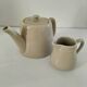 Duo teapot and milk jug in greige ceramic – Vintage bistro style