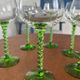 Alsatian white wine glass with a twisted green stem - vintage French stemmed glass