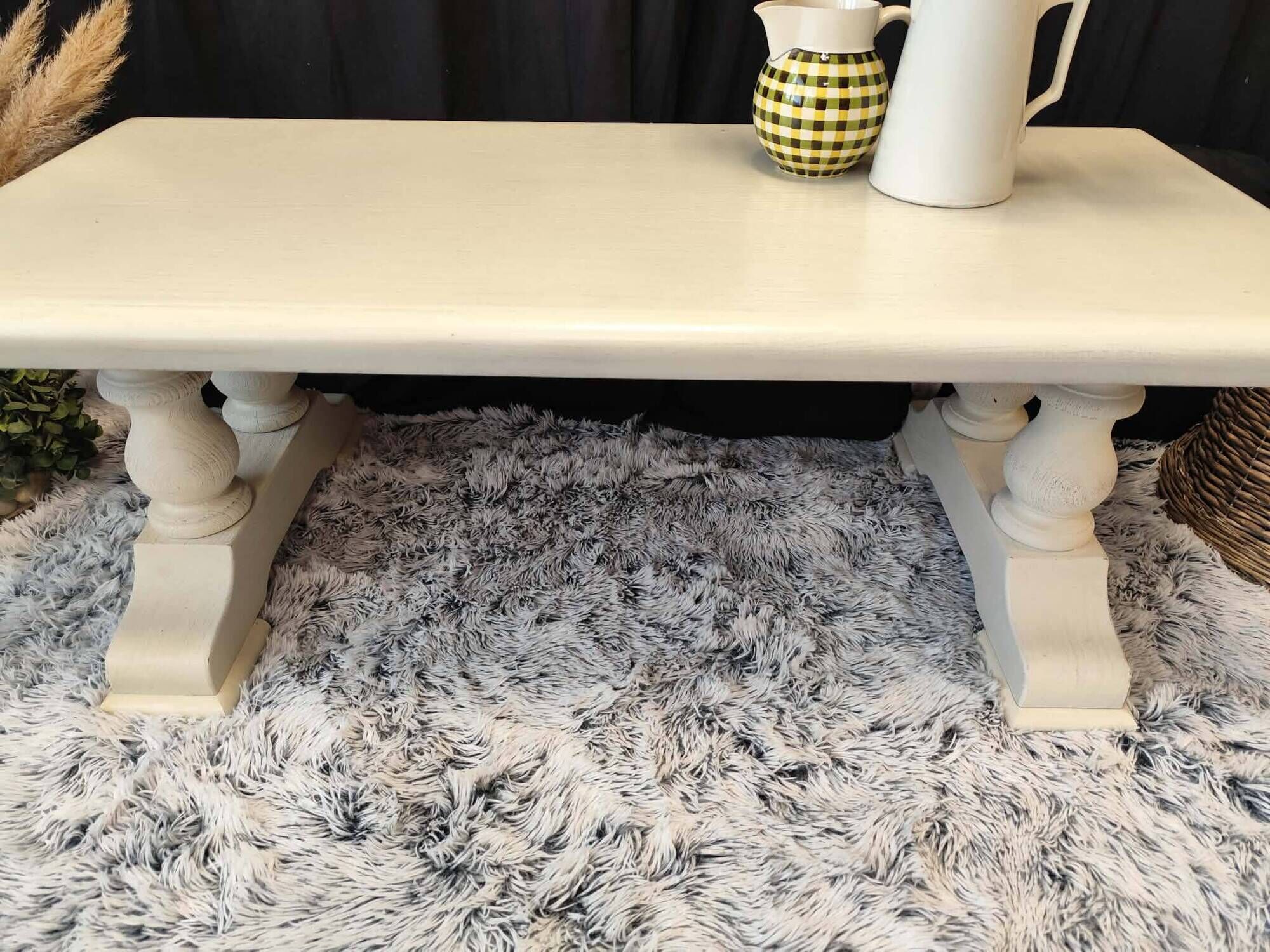 Oak solid wood coffee table entrance bench