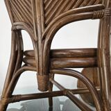 Set with table and four chairs in wicker and bamboo by Vivai Del Sud, 1970