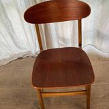 5 beech and teak chairs - Denmark 50s/60s