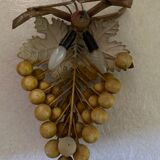 Yellow grape bunch wall lamp in vintage painted metal from 1992.