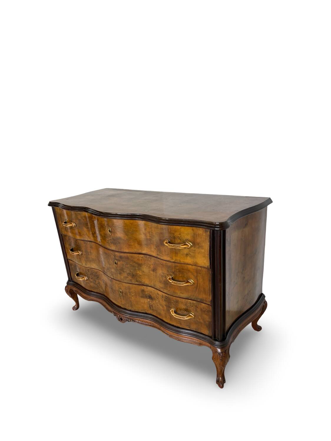 Commode italienne Art déco en loupe de noyer, années 1940-50