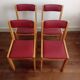 Série de 4 chaises années 60 bois blond et skaï
