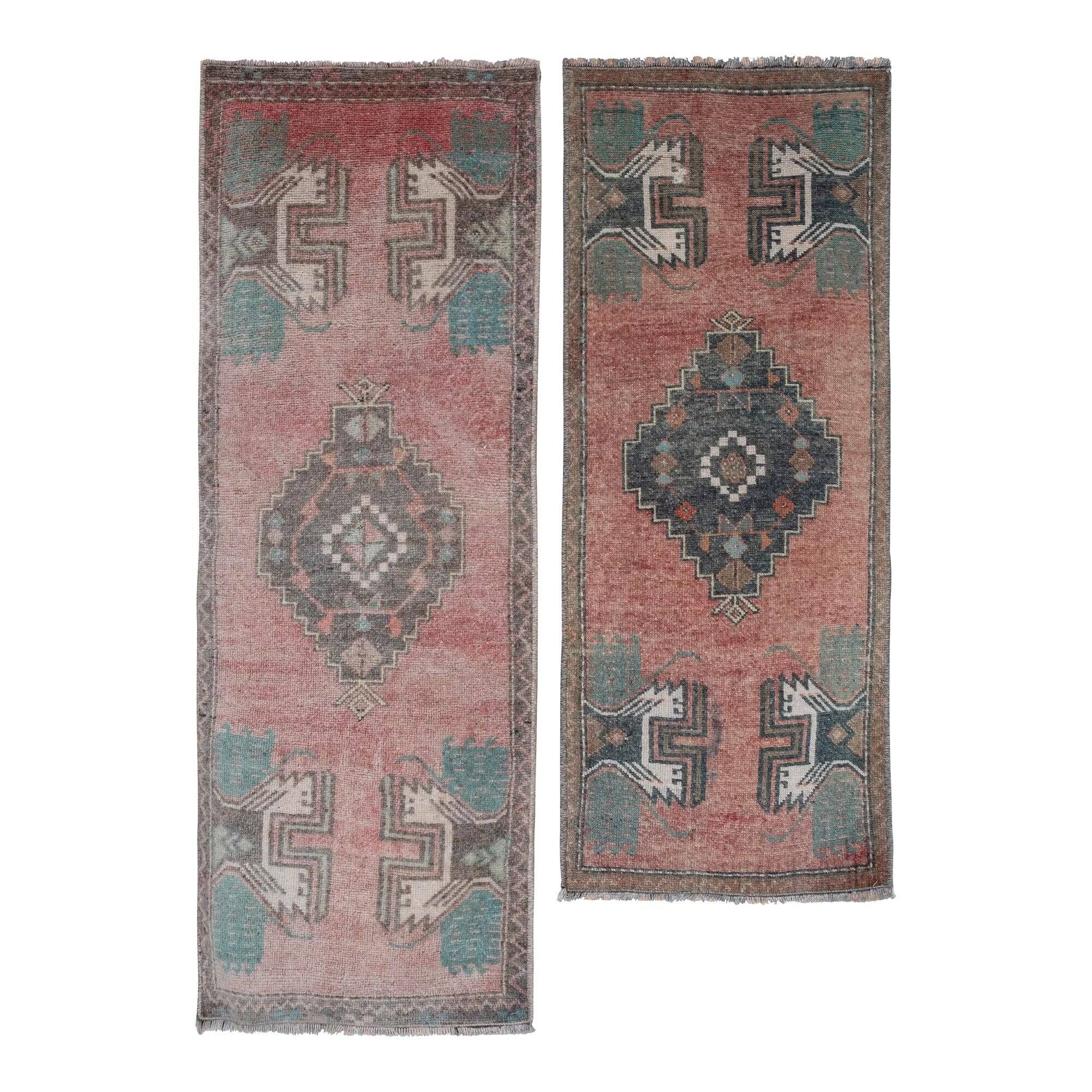 Set of 2 vintage handmade Turkish rugs 46x120 cm