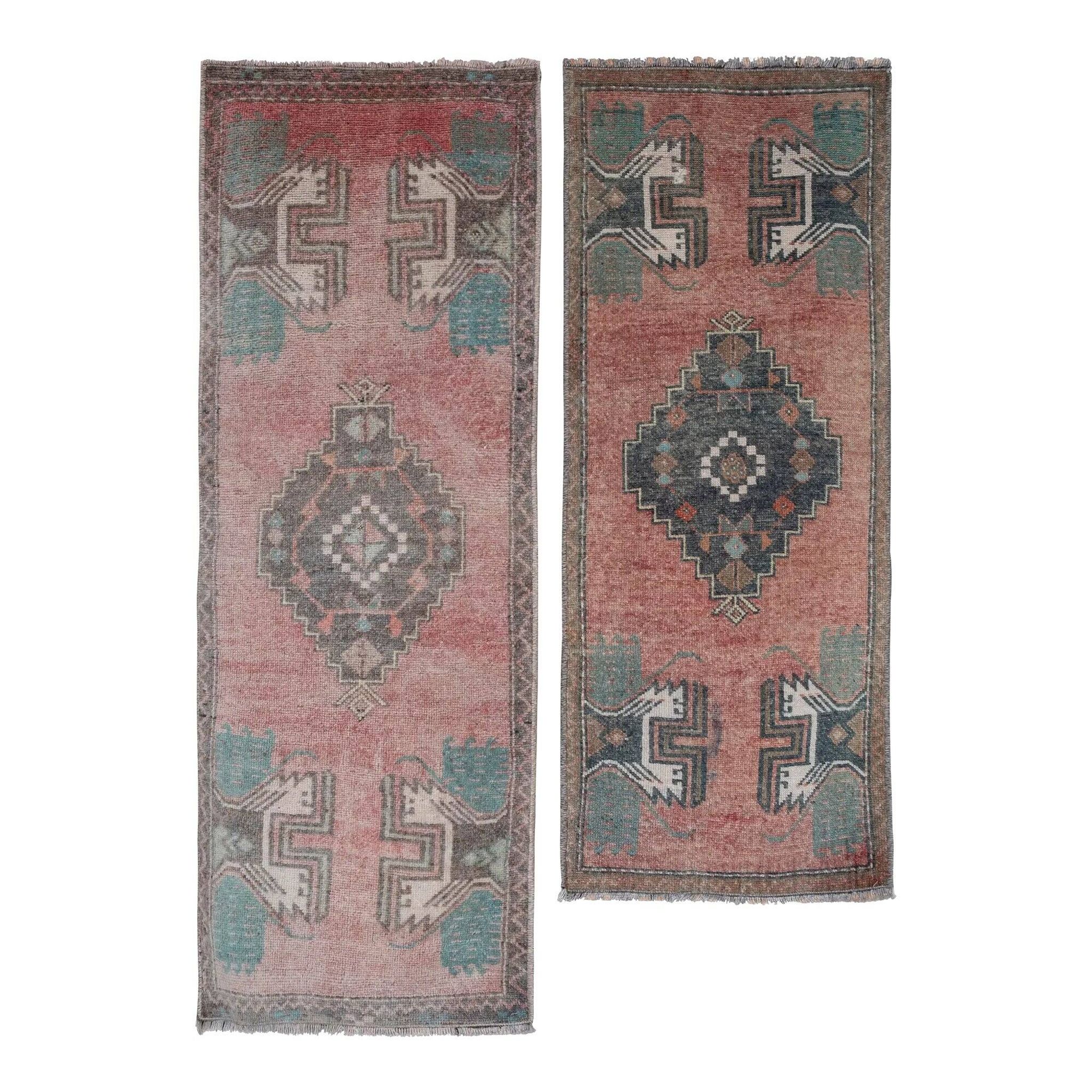 Set of 2 vintage handmade Turkish rugs 46x120 cm