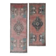 Set of 2 vintage handmade Turkish rugs 46x120 cm