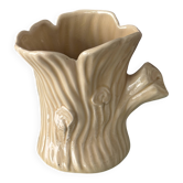 Vintage Italian Ceramic Tree Stump Vase – Bark Texture – Made in Italy