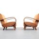 1930 Jindrich Halabala Bentwood Armchair in Rust Brown Velvet