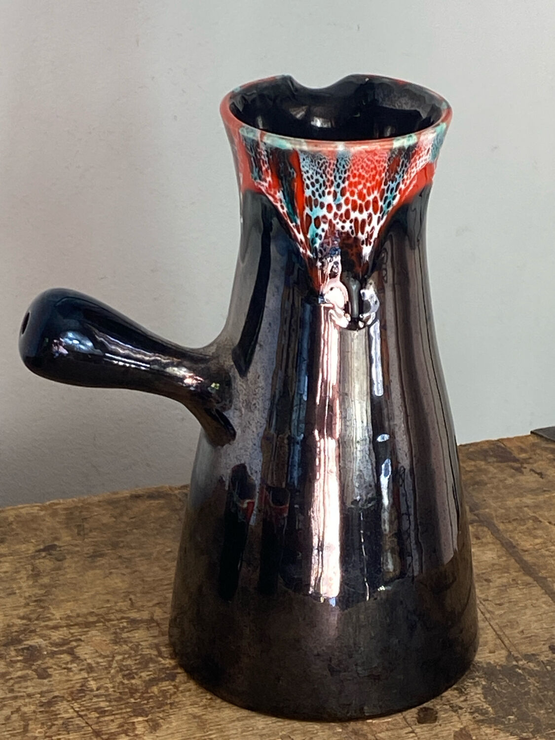 Pitchers and cups, iridescent ceramic, Vallauris