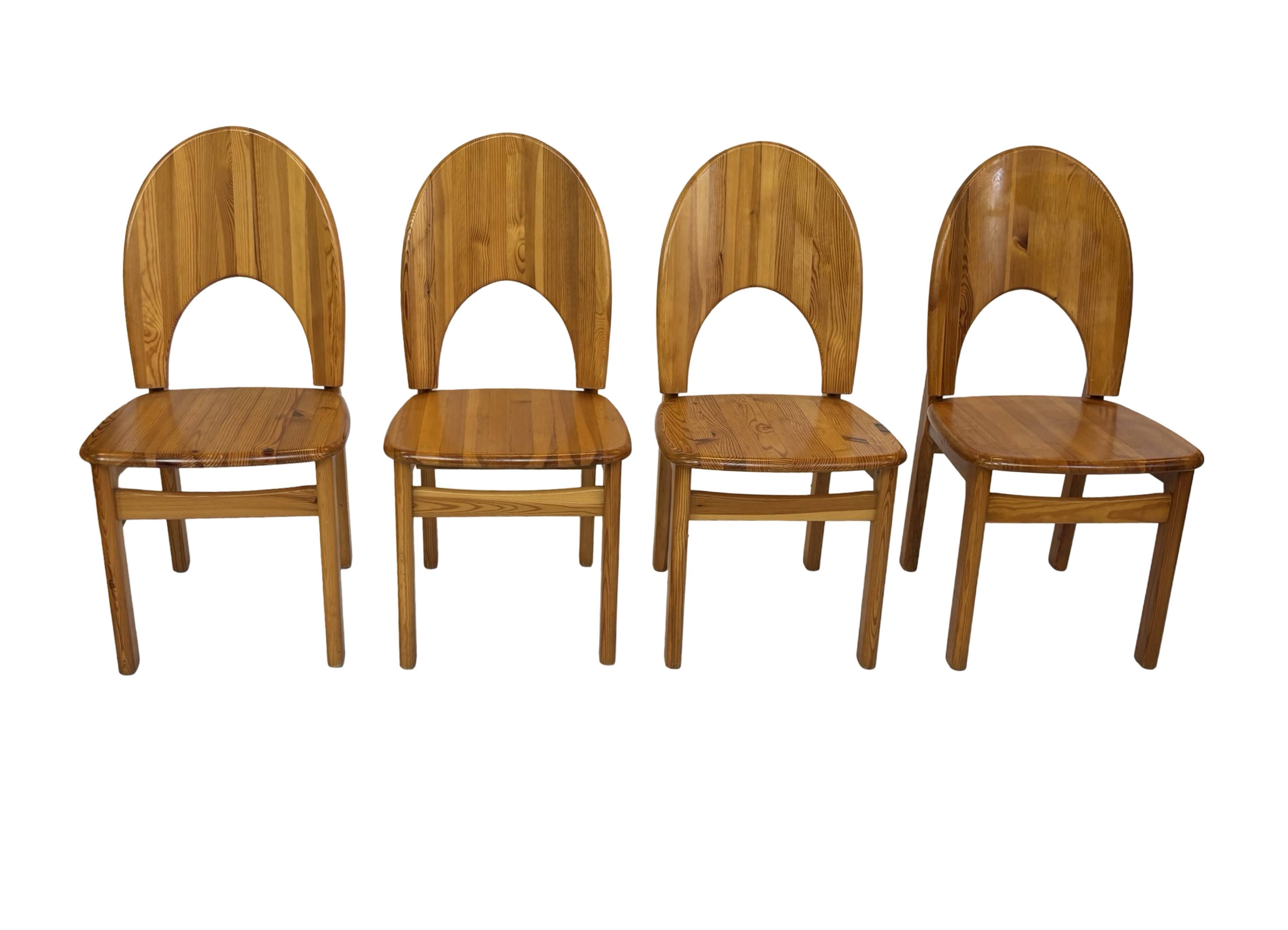 Vintage set of four pinewood chairs Rainer Daumiller minimalist design