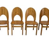 Vintage set of four pinewood chairs Rainer Daumiller minimalist design