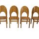Vintage set of four pinewood chairs Rainer Daumiller minimalist design