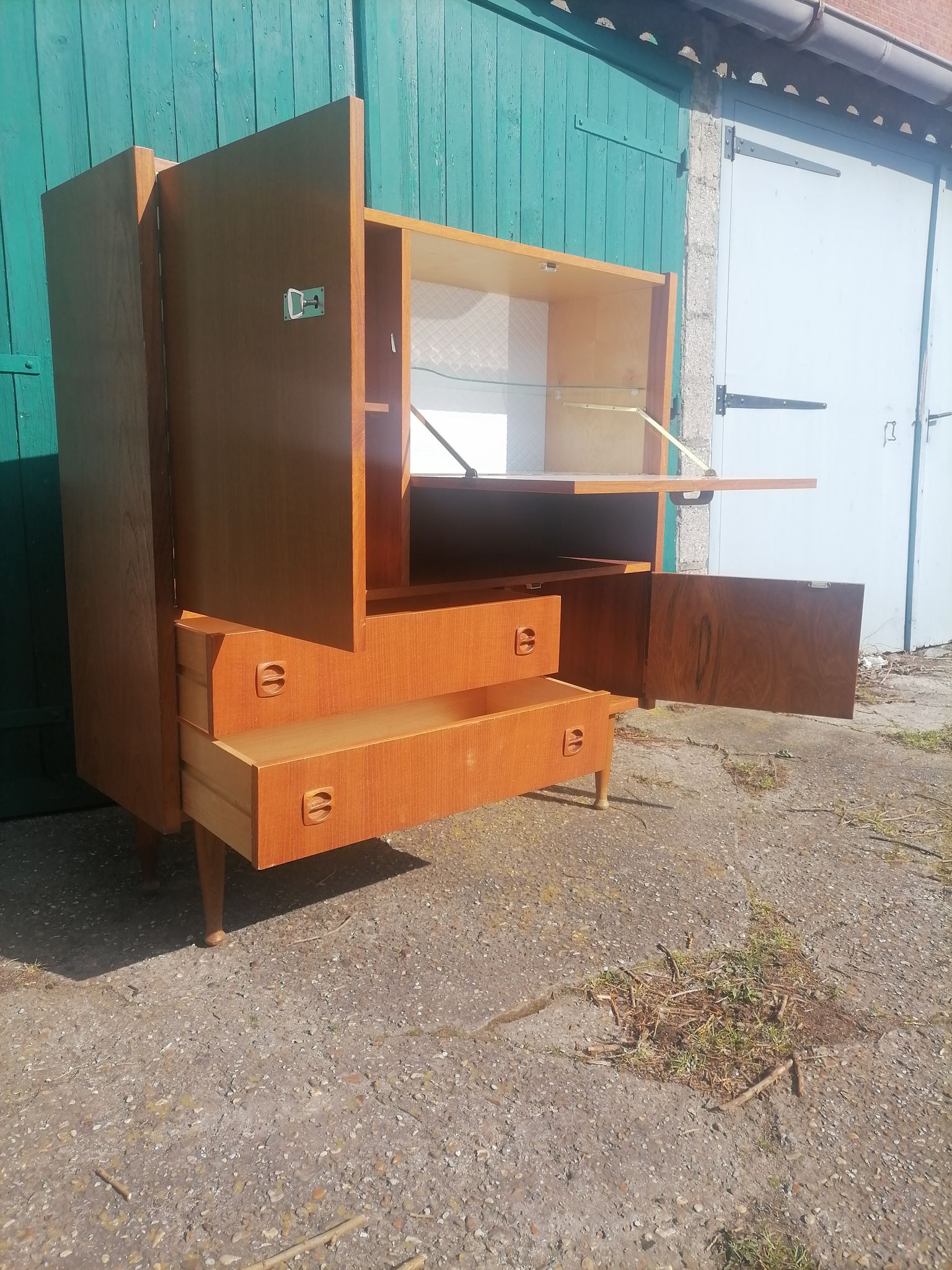 Old buffet furniture Scandinavian secretary wood vintage teak