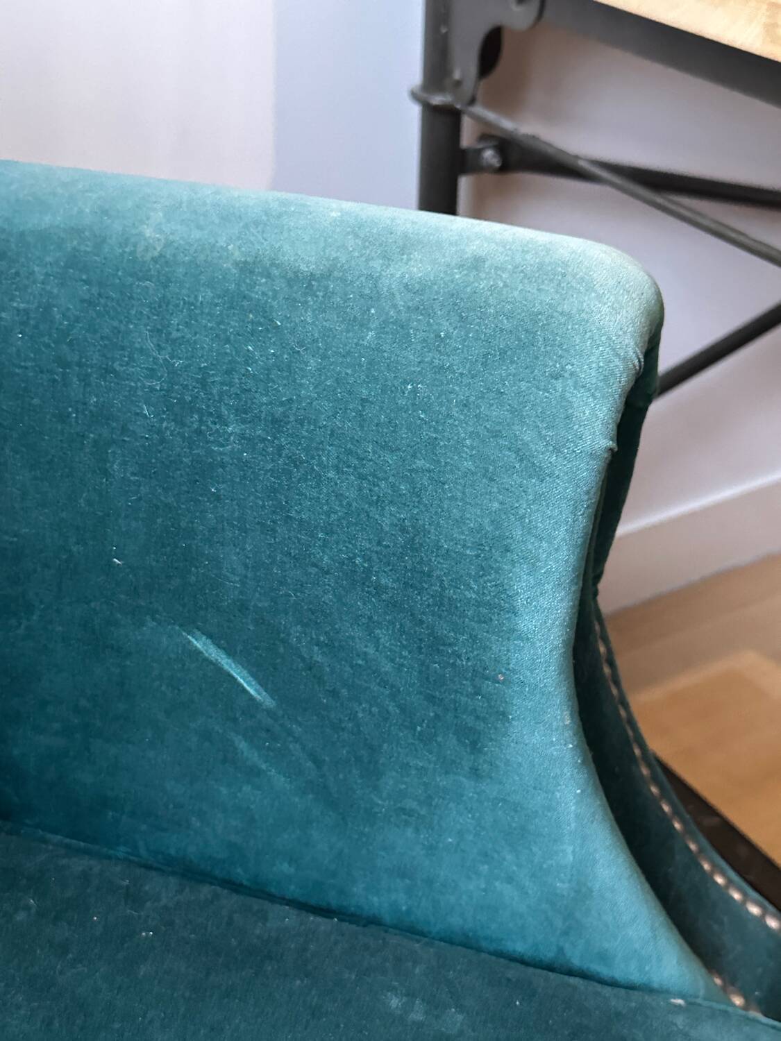 Chedderfield velvet studded armchair