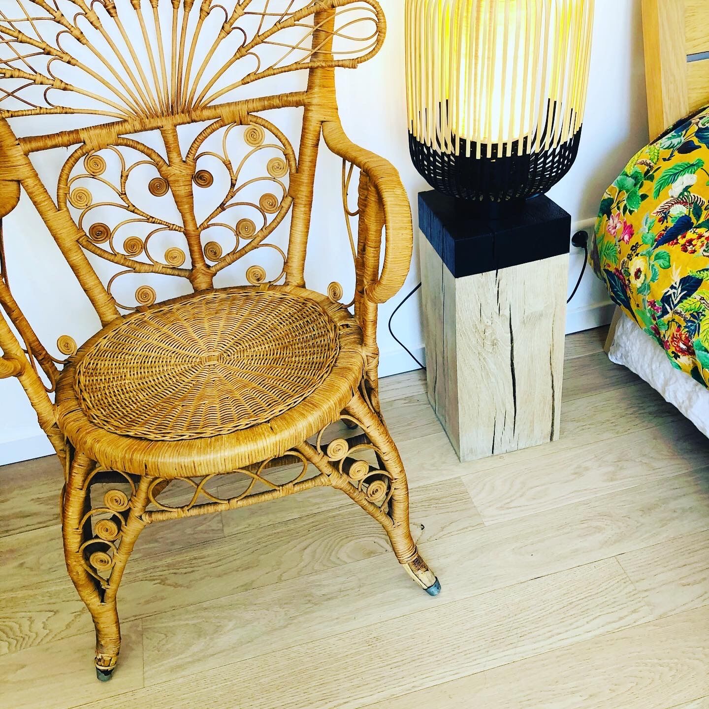 Vintage peacock rattan chair