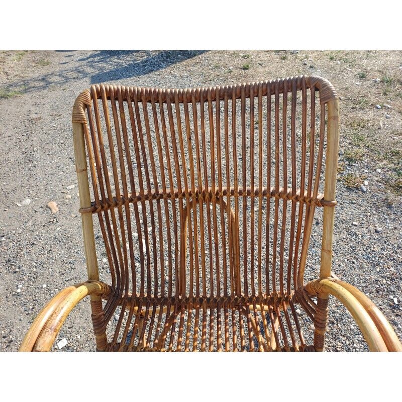 Vintage rattan and wicker armchair