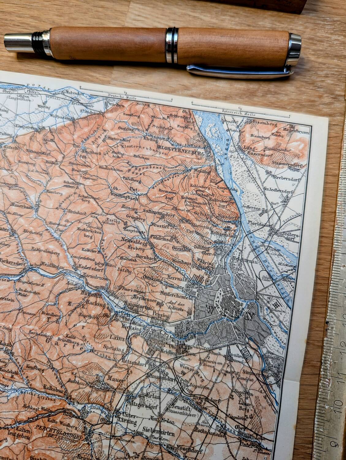 Imprimée en 1890, carte de Vienne, Autriche.