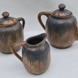 Théière, sucrier et pot à lait en grès "Denbac"