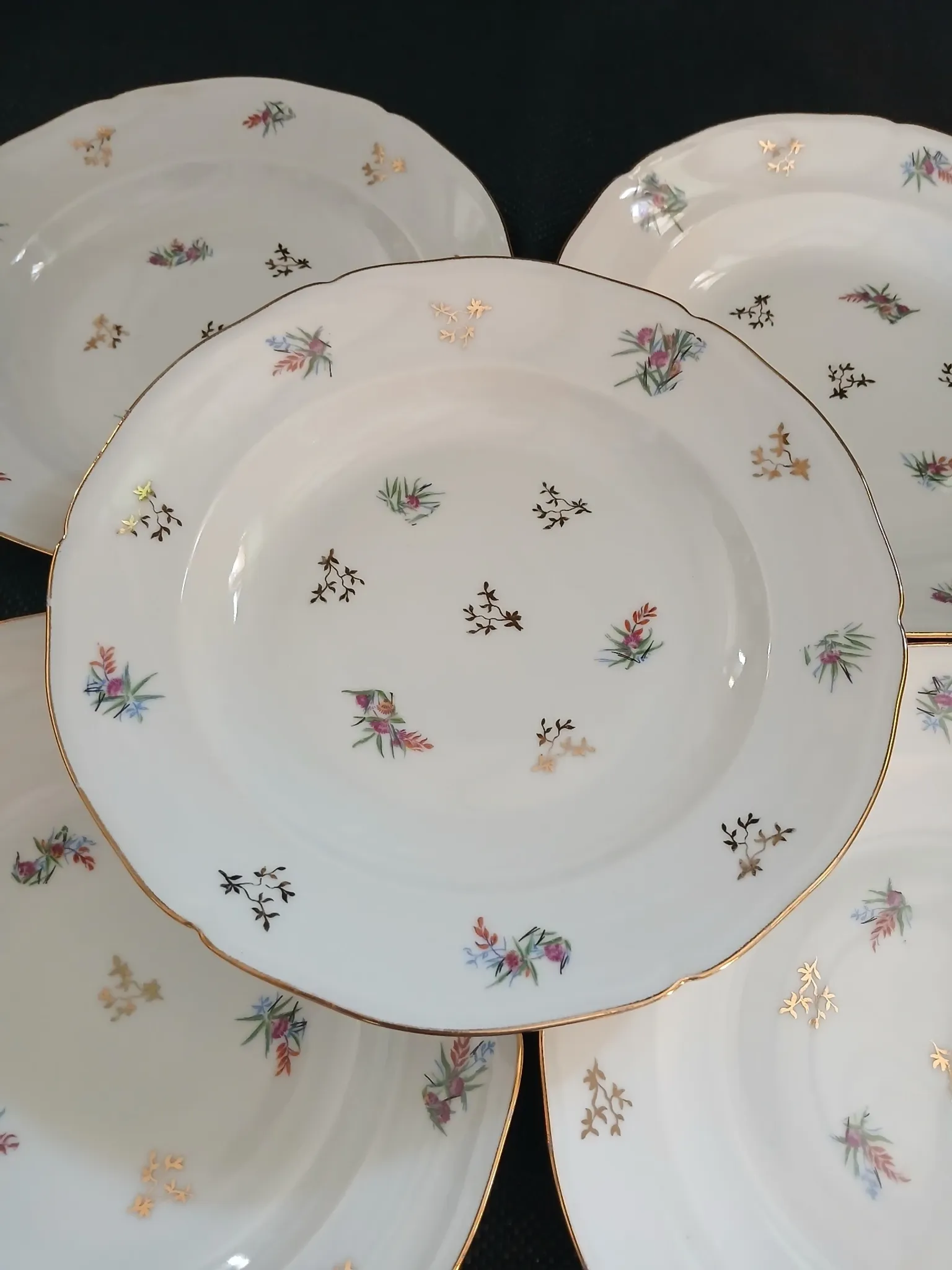 6 antique deep plates in porcelain