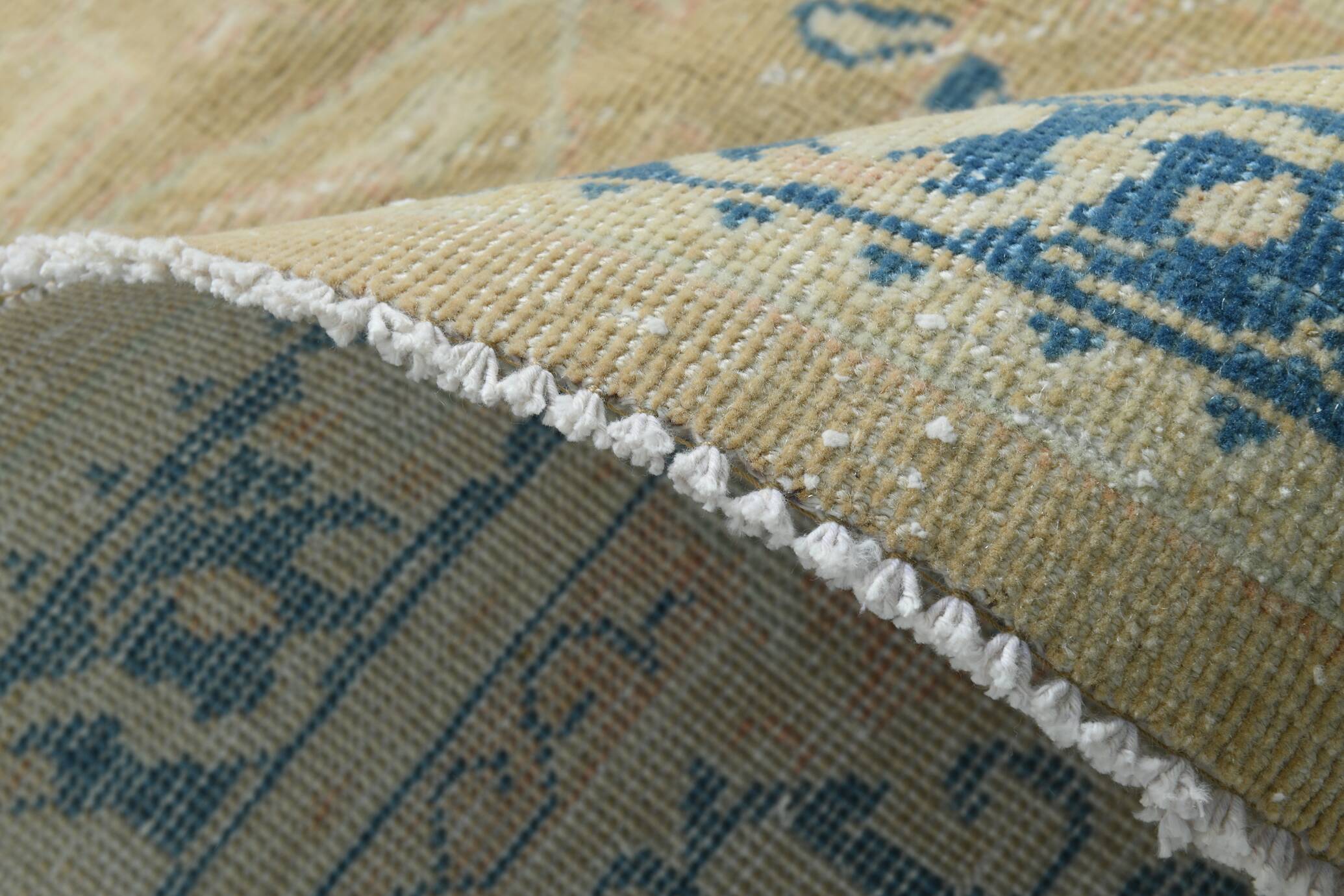 Tapis Persan Vintage Beige Et Bleu à Motifs Floraux, 301x388Cm