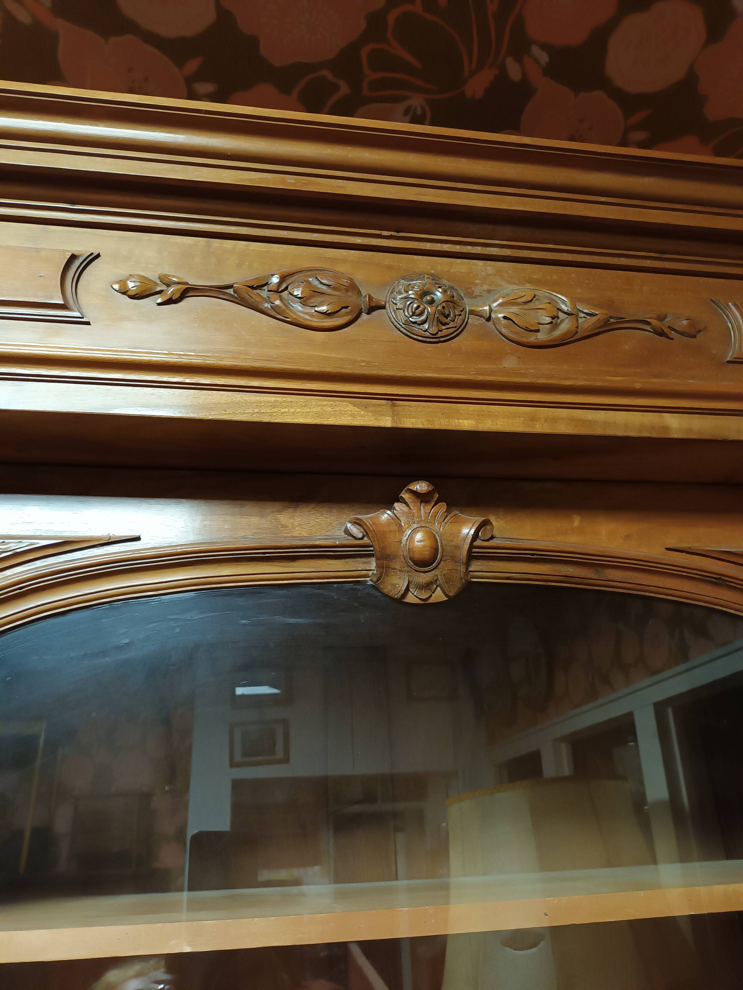 Walnut glass cabinet