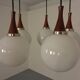Danish Glass and Rosewood Cascade Ceiling Lamp, 1960s