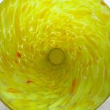 Tulipe ovoïde art déco à douille, verre jaune moucheté façon clichy, 3 dispo