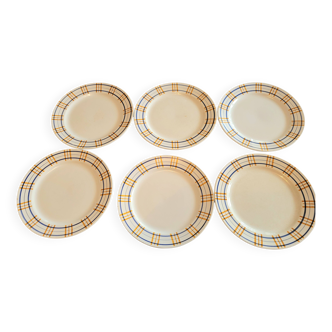 6 assiettes plates Modèle Poitou de Sarreguemines