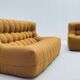 Yellow bouclé comfy Living room set