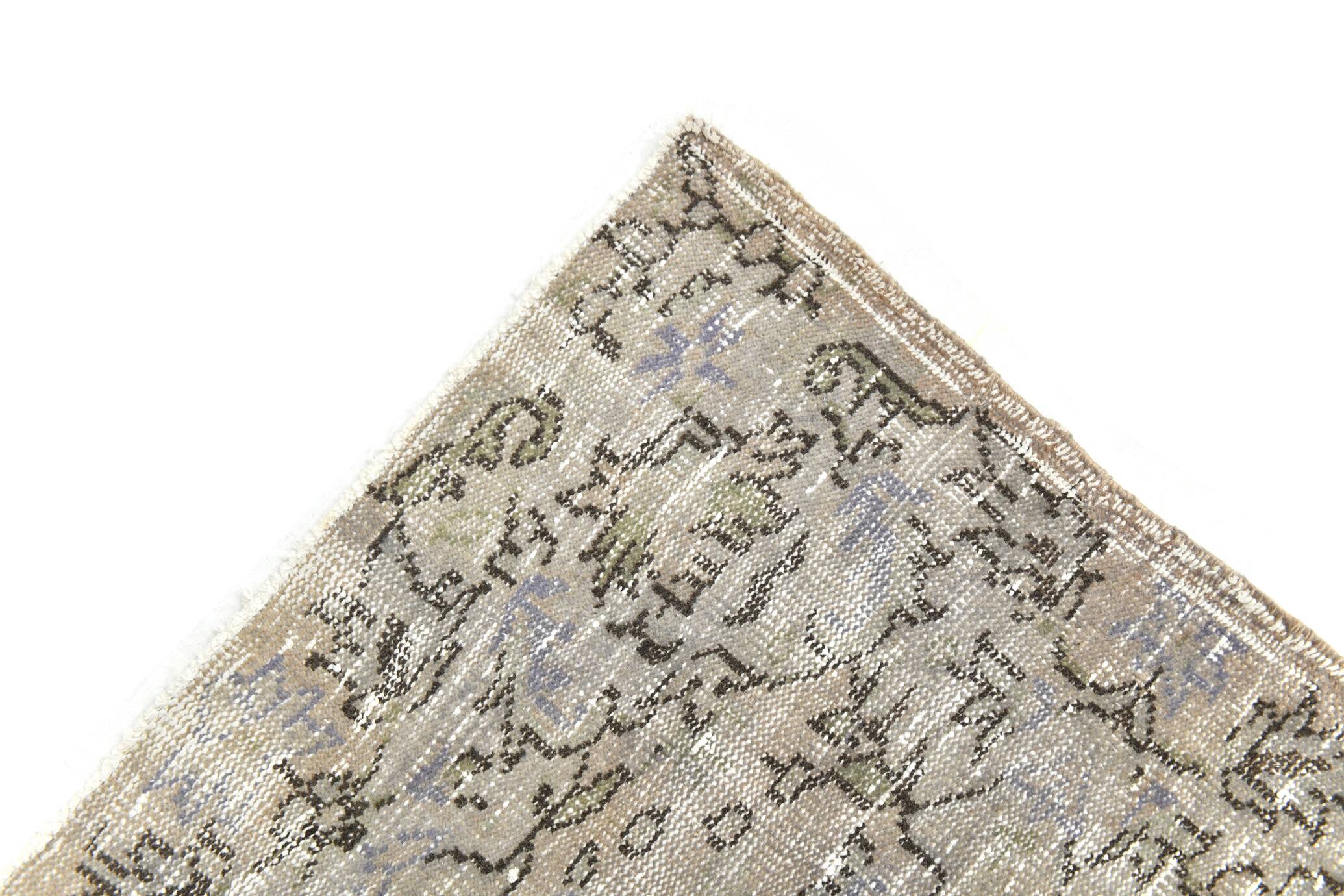 5x9 Rug For Living Room Gray Blue Handmade Wool Antique Turkish Rug, 156x264Cm