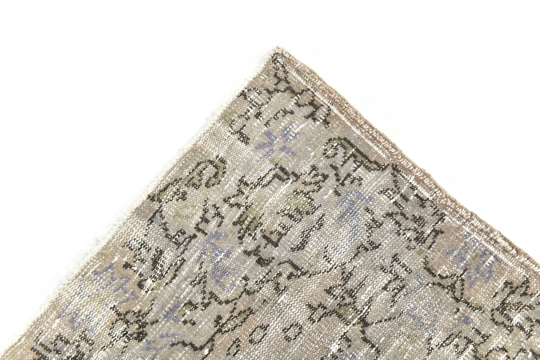 5x9 Rug For Living Room Gray Blue Handmade Wool Antique Turkish Rug, 156x264Cm