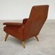Camel brown imitation leather armchair, France 1960