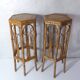 Set of 2 vintage rattan stools