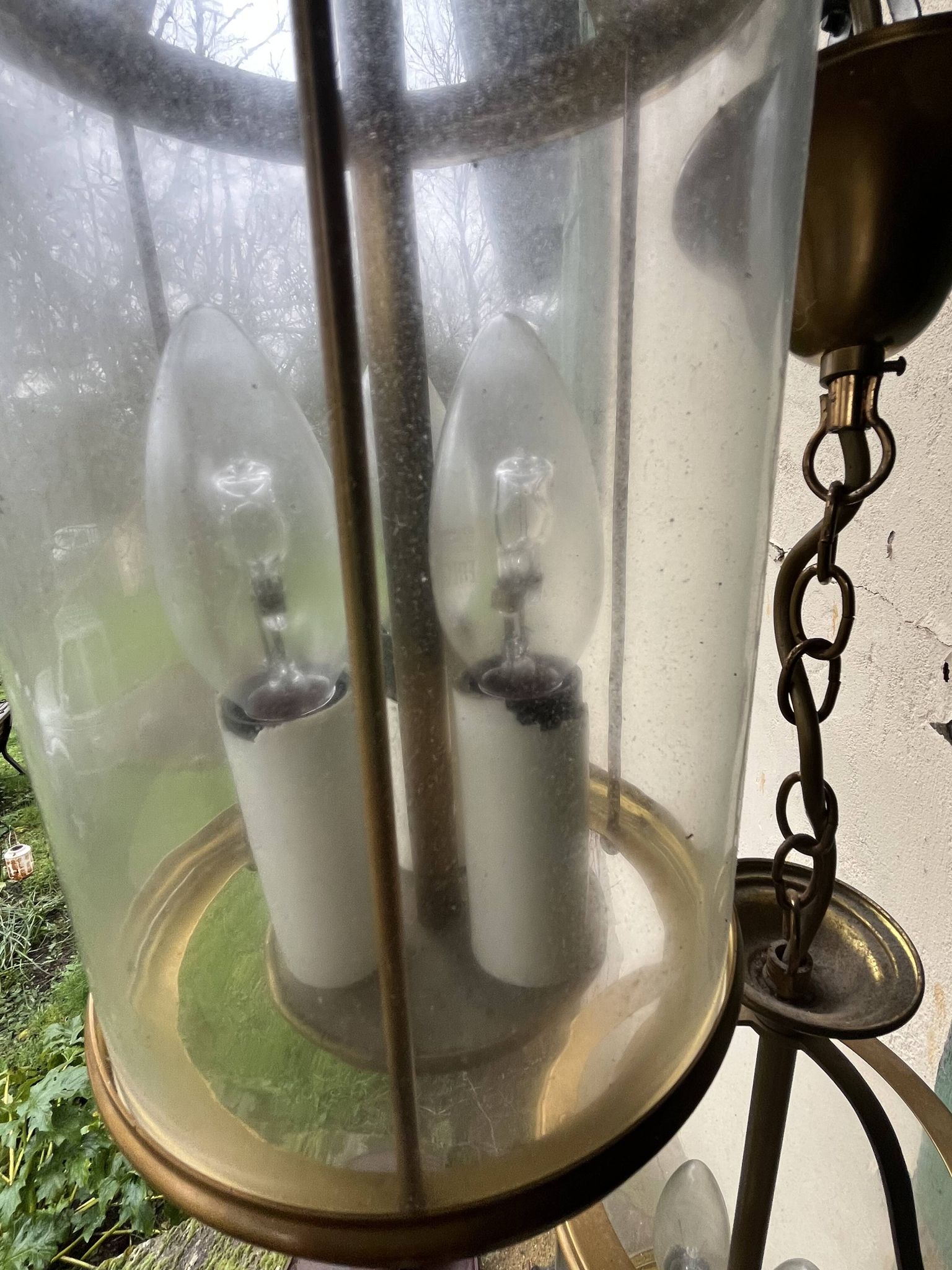Paire de lustre en verre et laiton