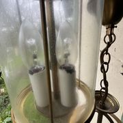 Paire de lustre en verre et laiton