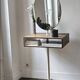 Coiffeuse en bois de style mid-century des années 1960 avec miroir pivotant.