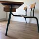 Vintage double school desk with 2 inkwells.