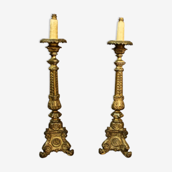 Pair of lamps picnic candles bronze nineteenth